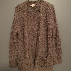 Tan Popcorn Sweater Cardigan